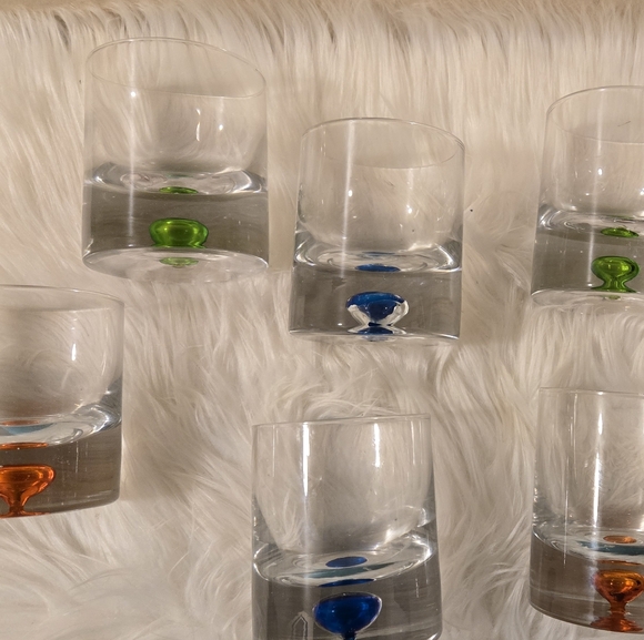 6 Rare Cocktail Glasses Suspended Controlled Bubble Based Green Blue Orange - Picture 8 of 16